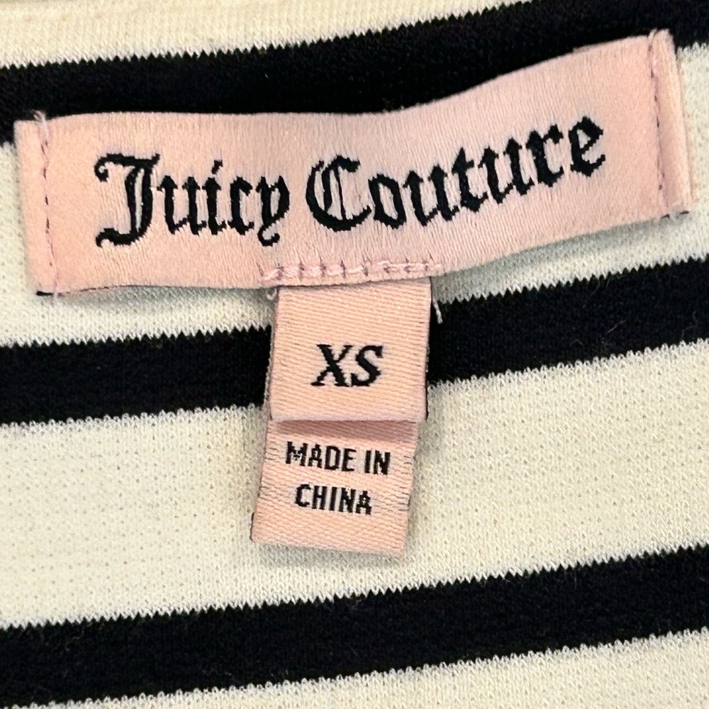 Juicy Couture Stripe Black & White Y2K Bling Dress Full Back Zipper XS - Picture 9 of 11